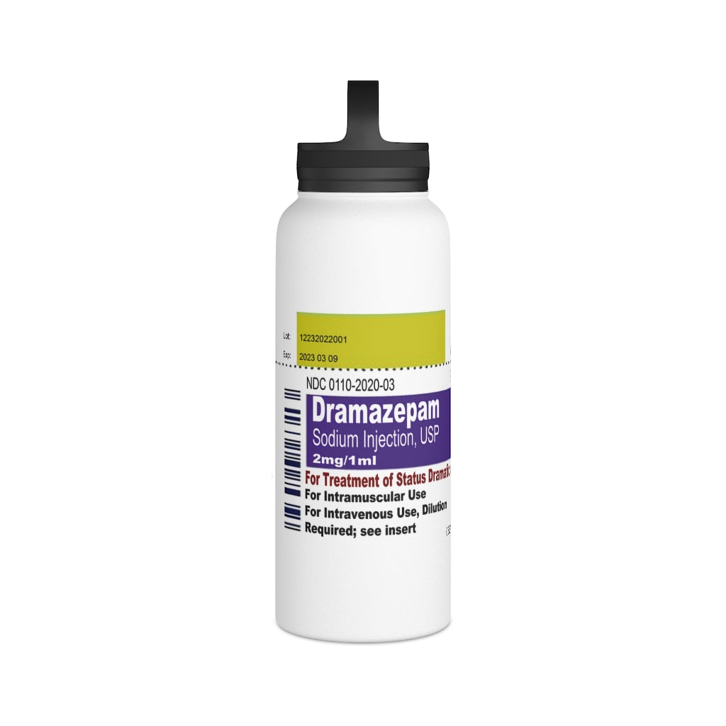Dramazepam Stainless Steel Water Bottle, Handle Lid