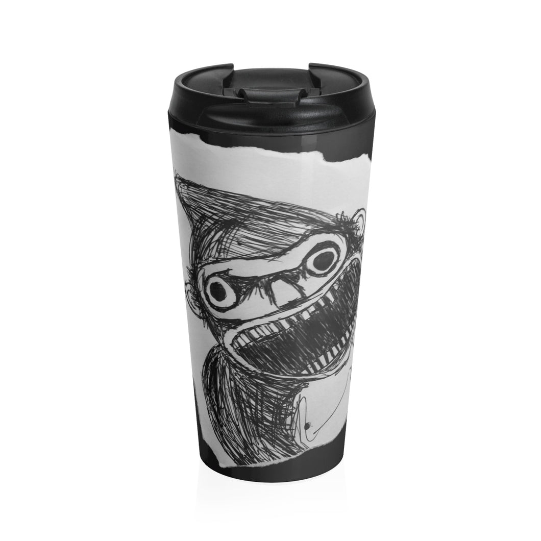 Simian Black Lid Stainless Steel Travel Mug