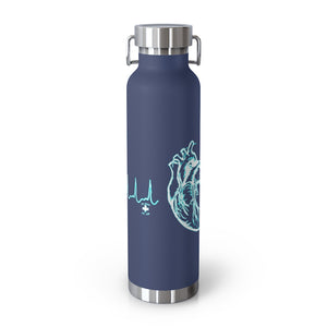 Emergency Heart in Blue/white 22oz Vacuum Insulated Bottle