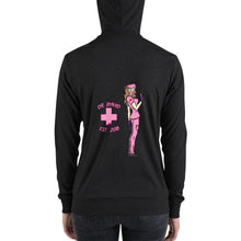 Load image into Gallery viewer, Pink Jiynxd (Light Brown Hair) Unisex zip hoodie
