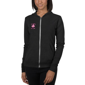 Pink Jiynxd (Brown Hair) Unisex zip hoodie