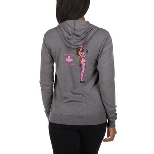 Pink Jiynxd (Brown Hair) Unisex zip hoodie