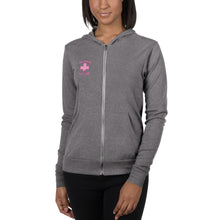 Load image into Gallery viewer, Pink Jiynxd (Black Hair/light Skin) Unisex zip hoodie
