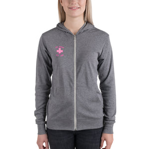 Pink Jiynxd (Light Brown Hair) Unisex zip hoodie