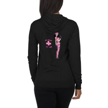 Load image into Gallery viewer, Pink Jiynxd (Black Hair/light Skin) Unisex zip hoodie
