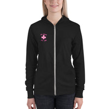 Load image into Gallery viewer, Pink Jiynxd (Light Brown Hair) Unisex zip hoodie
